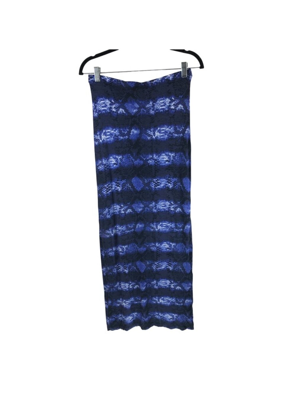 Michael Michael Kors Blue Snakeskin Print Maxi Skirt XS Rayon Blend Side Slits